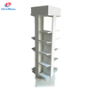 Wooden Multi - Tier Rotating Display Rack with Wheels, Tilted Shelves for Journals & Books