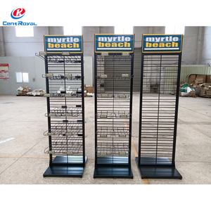 Multi-Tier Metal Wire Hat Display Stand with Sign Panel - Floor-Standing Retail Rack for Headwear Showcase