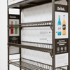 Metal MultiTier Grid Shelf Display Rack with Signage, Customizable for Retail Store Beverage Promotions