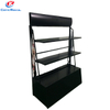 Black Metal Multi - Tier Retail Display Rack with Cabinet, Open - Shelf Stand for Merchandise Showcase