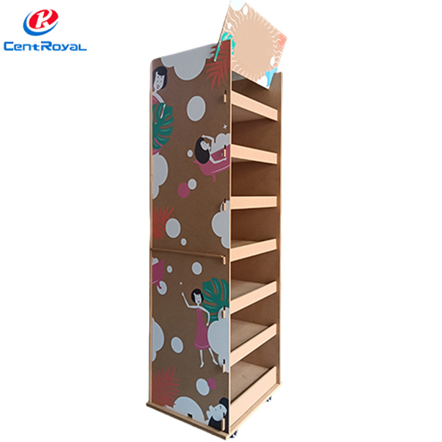 Themed Rolling Cardboard Tiered Display Shelf