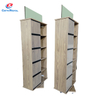Wooden Multi - Tier Retail Display Rack with Cabinets & Wheels, Mobile Shelf for Merchandise Showcase