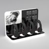 LED-Lit Acrylic Headphone Display Stand with Transparent Holders - Countertop Retail Showcase for Audio Devices