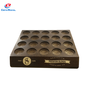 Wooden Multi-Slot Display Tray with Recessed Holes - Countertop Organizer for Pomade, Candle & Small Round Products