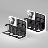 LED-Lit Acrylic Headphone Display Stand with Transparent Holders - Countertop Retail Showcase for Audio Devices