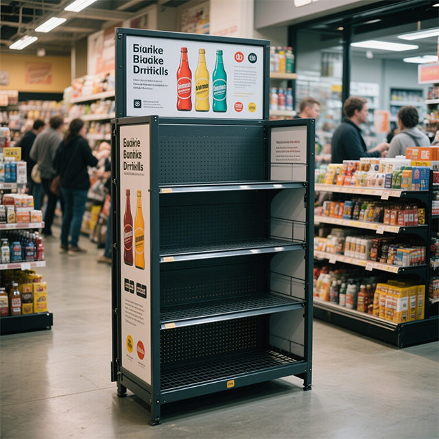 Metal Multi - Tier Display Rack: Custom Branding for Beverages