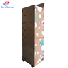 Wooden Multi - Tier Retail Display Rack with Top Signage & Wheels, Mobile Shelf for Merchandise Showcase