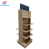 Black Metal Multi - Tier Grid Display Rack with Branding Signage, Retail Stand for Hardware & Small Goods