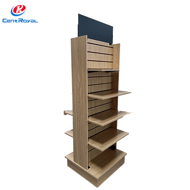 Wooden Rolling Tiered Display Shelf for Retail