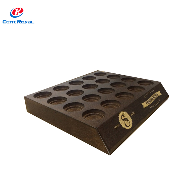 Dark Wood Multi - Grid Display Tray: Custom - Engraved for Scented Candles