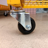 Yellow Metal Industrial Display Rack with Wheels & Branding, Mobile Shelf for Construction Supplies