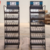 Black Metal MultiTiered Nail Art Display Rack, with Grid Shelves And Adjustable Structure, Ideal for Salon And Retail Nail Product Showcase, SpaceSaving Design