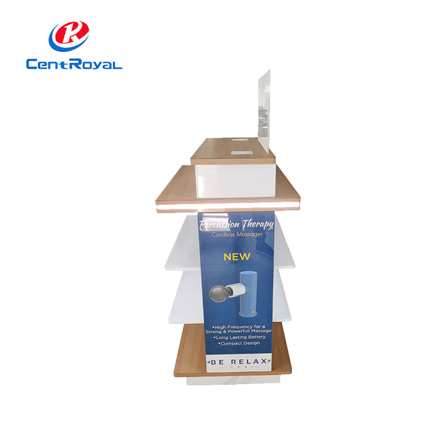 LED - Lit Tiered Wood - Metal Display For Wellness Products