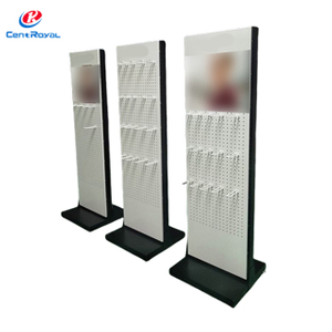Metal Perforated Panel Display Rack with Hooks, Adjustable Retail Merchandise Stand, Sturdy Base for Store Showcases