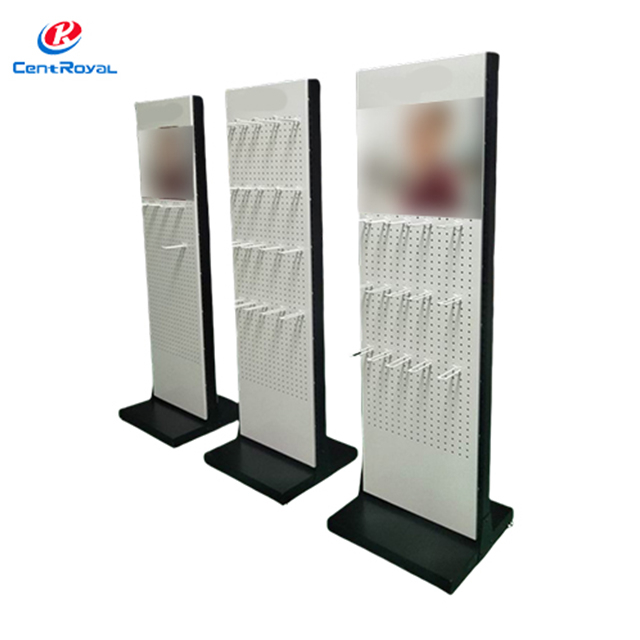 Happy Plugs Branded Vertical Perforated Display Stand for Electronics