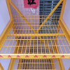 Yellow Metal Industrial Display Rack with Wheels & Branding, Mobile Shelf for Construction Supplies