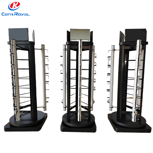 Rotating Metal Eyewear Display Rack: Branded Top Stable Base