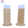 Wooden Perforated Panel Display Rack with Hooks & Top Signage, Retail Stand for Boutique Merchandise