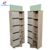 Wooden Multi - Tier Retail Display Rack with Cabinets & Wheels, Mobile Shelf for Merchandise Showcase
