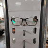 Branded Metal Rotating Eyewear Display Rack with Wheels, 360° Spin Optical Shop Glasses Showcase