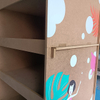 Wooden Multi - Tier Retail Display Rack with Top Signage & Wheels, Mobile Shelf for Merchandise Showcase