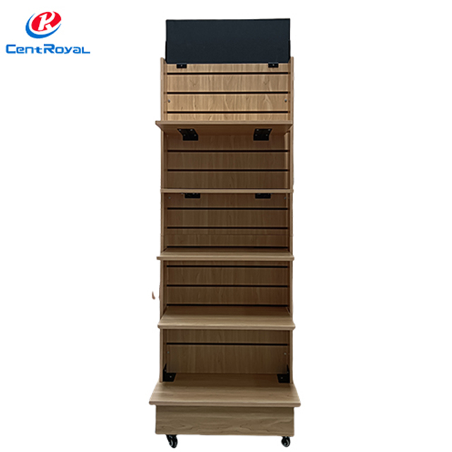 Wooden Rolling Tiered Display Shelf for Retail