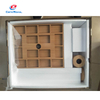 Wooden Rotating Multi-Tier Ceramic Cup Display Stand with Grid Shelves & Rolling Base - Retail Showcase