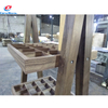 Wooden Multi-Tier Coffee Display Stand with Rolling Base & Grid Shelves - Retail Rack for Beverage Merchandise