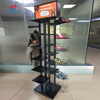 Multi-Tier Metal & Wood Clothing Display Stand with Shelves & Hooks - Retail Rack for Apparel & Accessories Exhibition