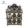 Multi-Tier Wooden Toy Display Stand with Wicker Baskets & Top Hooks - Retail Rack for Plush & Plaything Showcase