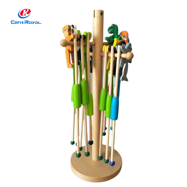 Wooden Rotating Multi - Arm Display Rack For Toy Figurines