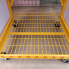 Yellow Metal Industrial Display Rack with Wheels & Branding, Mobile Shelf for Construction Supplies