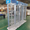 Metal Grid Hair Care Display Rack with Branding Signage, Multi - Tier Stand for Wet Brush Products