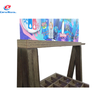 Wooden Multi-Tier Coffee Display Stand with Rolling Base & Grid Shelves - Retail Rack for Beverage Merchandise