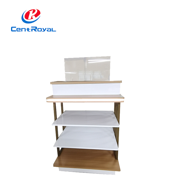 LED - Lit Tiered Wood - Metal Display For Wellness Products