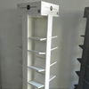 Wooden Multi - Tier Rotating Display Rack with Wheels, Tilted Shelves for Journals & Books