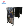 Folding Metal Garment Rack with Rolling Base & Poster Panel - Mobile Retail Display for Clothing Exhibition