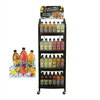  Wheeled Custom Branded 4-Tier Floor Rolling Mobile Vertical Bottle Drink Beverage Display Stand 