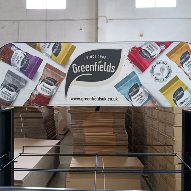 Multi - Tier Metal - Acrylic Display Rack: Branded Header for Retail