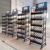 Black Metal MultiTiered Nail Art Display Rack, with Grid Shelves And Adjustable Structure, Ideal for Salon And Retail Nail Product Showcase, SpaceSaving Design