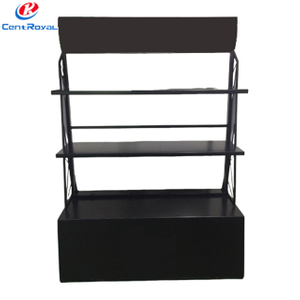 Black Metal Multi - Tier Retail Display Rack with Cabinet, Open - Shelf Stand for Merchandise Showcase