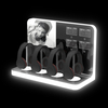 LED-Lit Acrylic Headphone Display Stand with Transparent Holders - Countertop Retail Showcase for Audio Devices