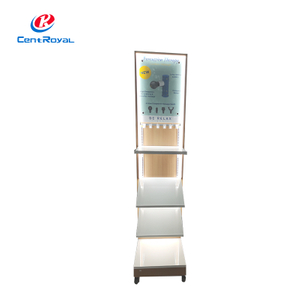 Wooden Multi-Tier Pillow Display Stand with Rolling Base - Retail Rack for Bedding Product Exhibition & Store Showcase