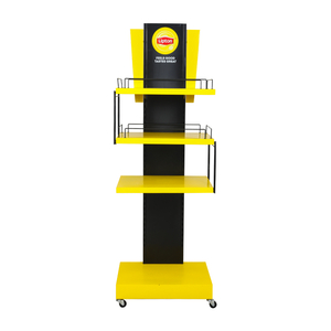 Lipton Custom Multi - tier Wheeled Metal Display Rack for Supermarket Brand Exhibition