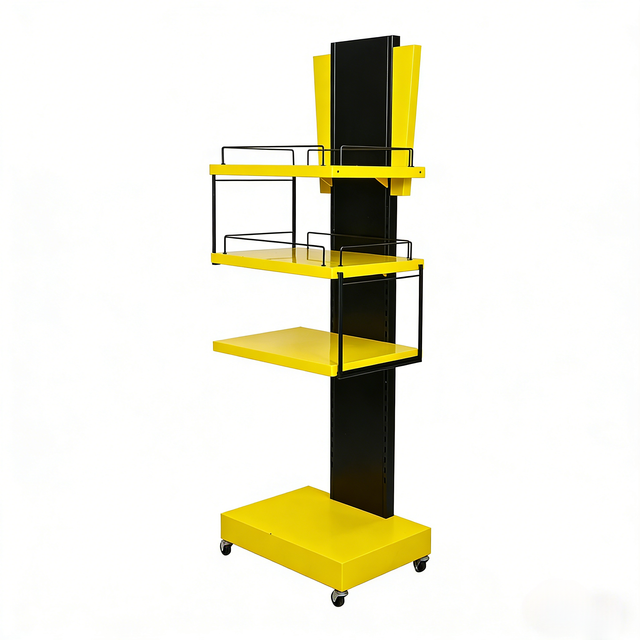 Lipton Custom Multi - tier Wheeled Metal Display Rack for Supermarket Brand Exhibition