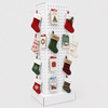 Custom Seasonal Promotional Cardboard Pegboard 4-Sided Floor Standing Peg Hook Display Rack for Christmas Holiday Greeting Cards 